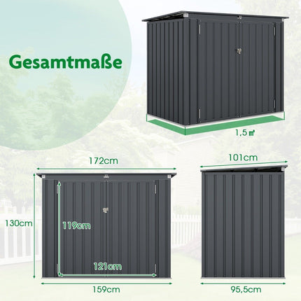 Coș de gunoi pentru 2 coșuri de gunoi Coș de gunoi din metal galvanizat Coș de gunoi cu 2 uși