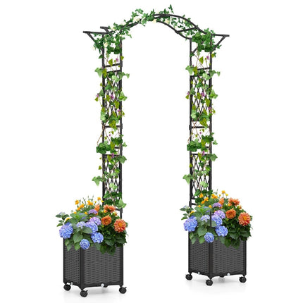 Arc de grădină cu ghivece cu auto-udare, metal și PP, 250 cm