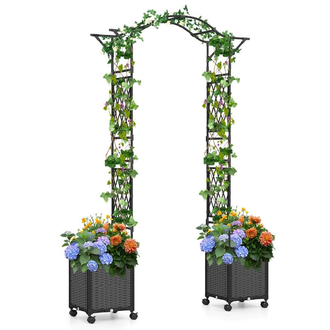 Arc de grădină cu ghivece cu auto-udare, metal și PP, 250 cm