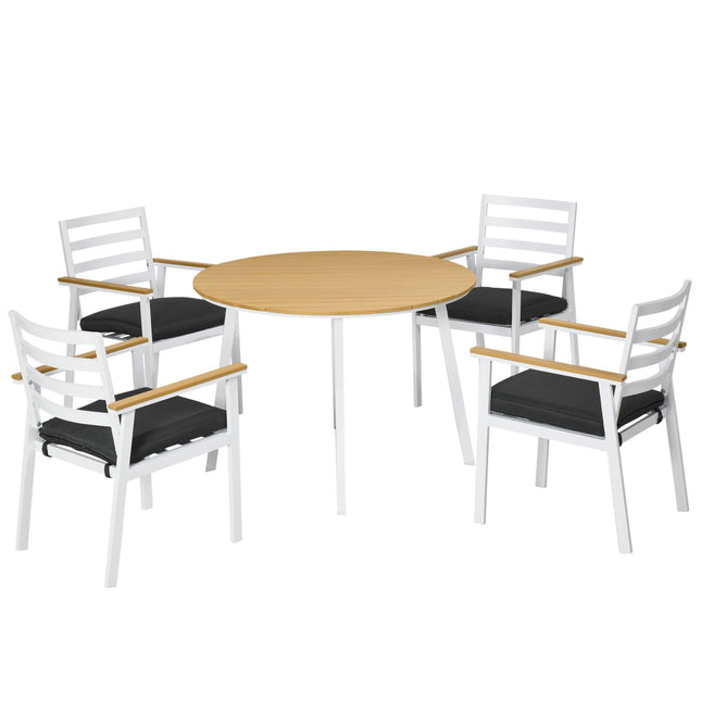Garden balcony set: weatherproof table, 4 chairs, brown