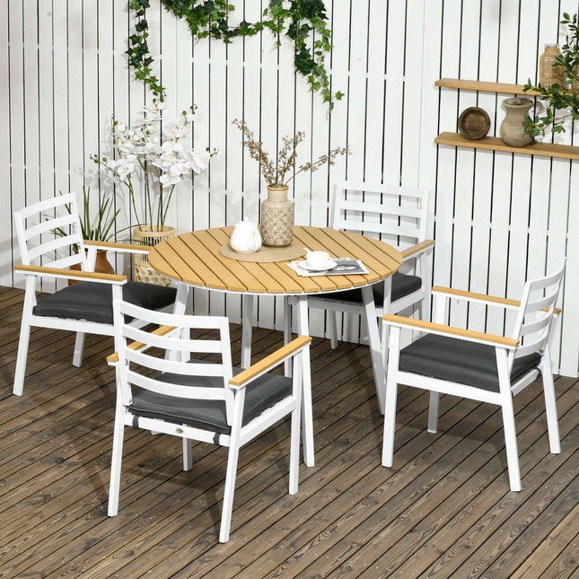 Garden balcony set: weatherproof table, 4 chairs, brown