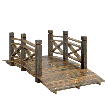 Pod de grădină cu balustrade, lemn de brad carbonizat, 174x78x57,5 cm