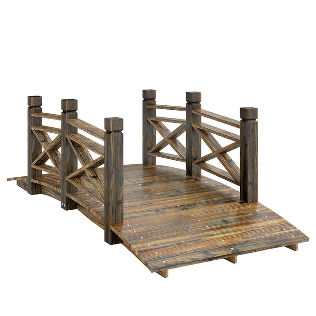Pod de grădină cu balustrade, lemn de brad carbonizat, 174x78x57,5 cm
