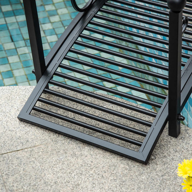 Pod de grădină cu balustrade de siguranță, metalic, negru, 102x48x49 cm