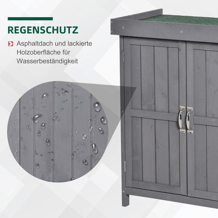 Weather Resistant Spruce Wood Garden Cabinet, Double Door, Grey