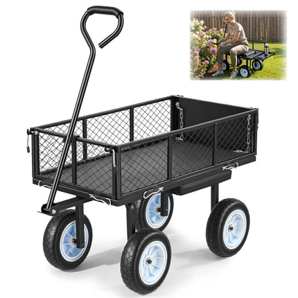 Garden Cart With Seat, 500 lb Capacity, 10 in PU Tires