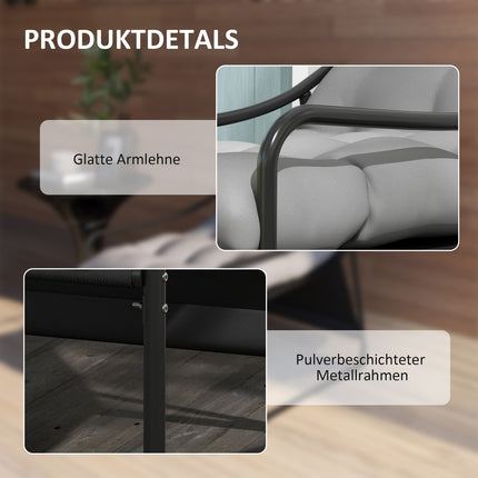 Gray garden lounge chair with cushion, armrests, 120 kg capacity