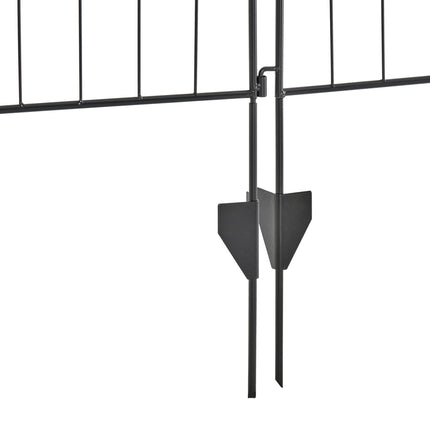 Decorative black metal garden fence set, 4 panels, 365x112 cm