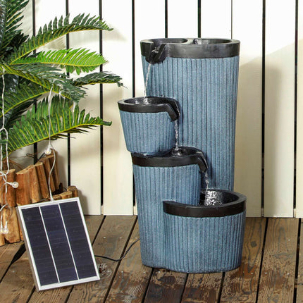 Solar powered 4-level garden fountain with LED, resin, 33 cm