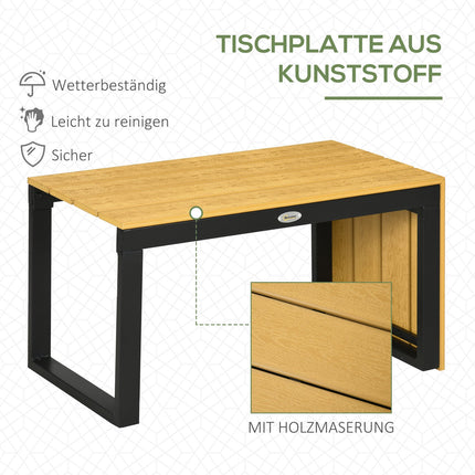 Garden furniture set for 3, aluminum & wood look, dark grey