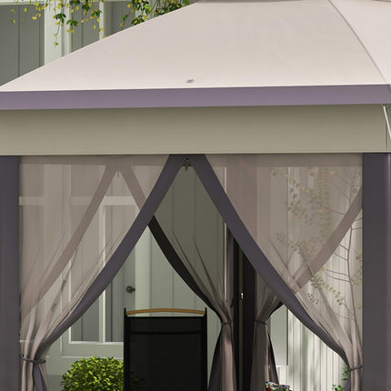Hexagonal Garden Gazebo 4x4m with 6 side panels, pop-up tent
