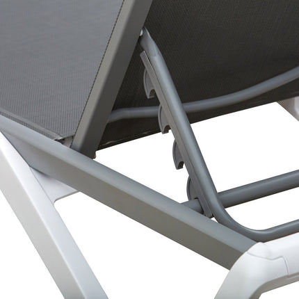 Adjustable sun lounger in aluminum - Ergonomic grey/white