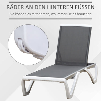 Adjustable sun lounger in aluminum - Ergonomic grey/white