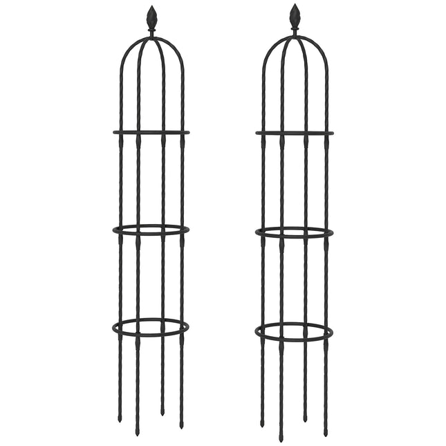 Set de spalier obelisc de grădină, oțel 174 cm, pachet de 2