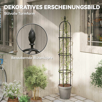 Set de spalier obelisc de grădină, oțel 174 cm, pachet de 2