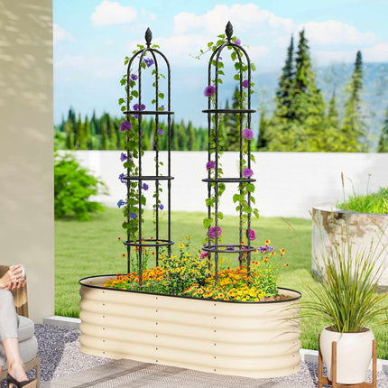 Set de spalier obelisc de grădină, oțel 174 cm, pachet de 2