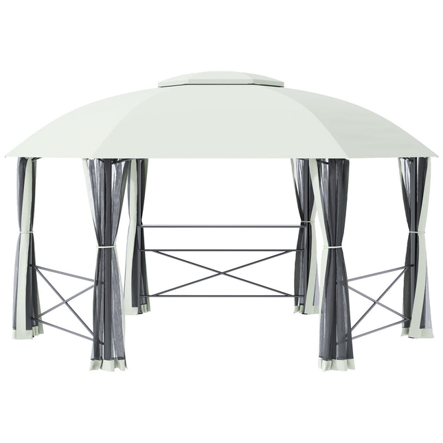 Garden Pavilion 4X5M Cort de petrecere rezistent la intemperii, cu pereți laterali și acoperiș cu două niveluri, oțel, poliester