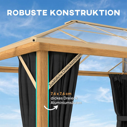 Pavilion de grădină 4x3m, acoperiș din policarbonat, cadru din aluminiu