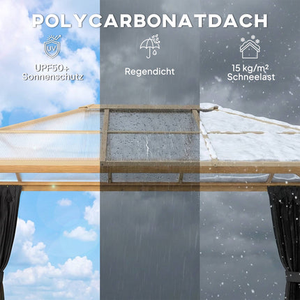 Pavilion de grădină 4x3m, acoperiș din policarbonat, cadru din aluminiu