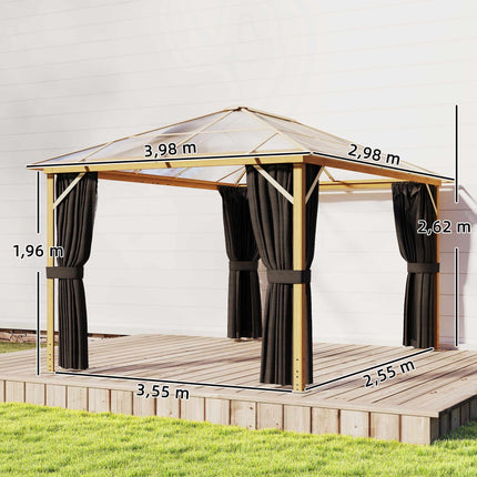 Pavilion de grădină 4x3m, acoperiș din policarbonat, cadru din aluminiu