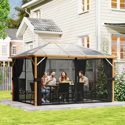 Pavilion de grădină 4x3m, acoperiș din policarbonat, cadru din aluminiu