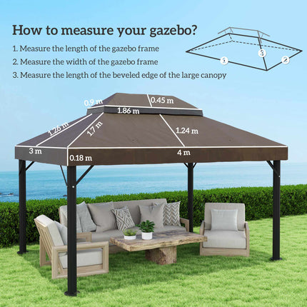Prelată pentru pavilion de grădină 3x4 m, material Oxford cu 2 straturi