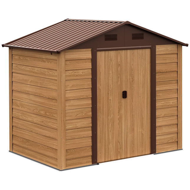 Magazin pentru scule Aparatul pentru scule Magazin pentru scule Magazin de gradina Cu Fereastra Usi Glisante Magazin de Gradina Rezistent la intemperii Otel Maro 196 X 236 X 208 Cm