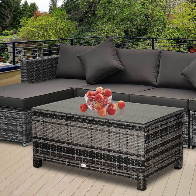 Outdoor coffee table - Polyrattan, Grey, 85 x 50 x 39 Cm