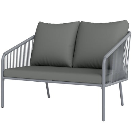Canapea de grădină cu perne Canapea din ratan cu 2 locuri Canapea lounge pentru exterior Canapea pentru balcon Canapea din ratan Salon de grădină din polirattan Mobilier de grădină Mobilier de balcon 112 x 72 x 76 cm Gri |