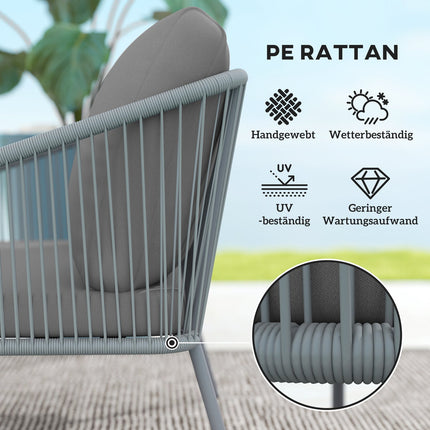 Canapea de grădină cu perne Canapea din ratan cu 2 locuri Canapea lounge pentru exterior Canapea pentru balcon Canapea din ratan Salon de grădină din polirattan Mobilier de grădină Mobilier de balcon 112 x 72 x 76 cm Gri |