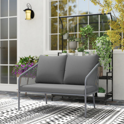 Canapea de grădină cu perne Canapea din ratan cu 2 locuri Canapea lounge pentru exterior Canapea pentru balcon Canapea din ratan Salon de grădină din polirattan Mobilier de grădină Mobilier de balcon 112 x 72 x 76 cm Gri |