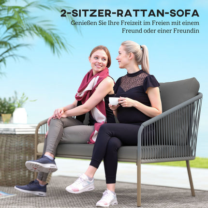 Canapea de grădină cu perne Canapea din ratan cu 2 locuri Canapea lounge pentru exterior Canapea pentru balcon Canapea din ratan Salon de grădină din polirattan Mobilier de grădină Mobilier de balcon 112 x 72 x 76 cm Gri |