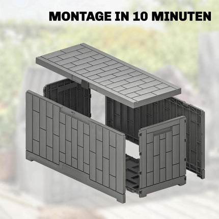 Ladă de grădină, 227 l, impermeabilă, cu încuietoare, gri