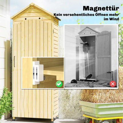 Garden Storage Shed, Tall Wooden Cabinet with Adjustable Shelves