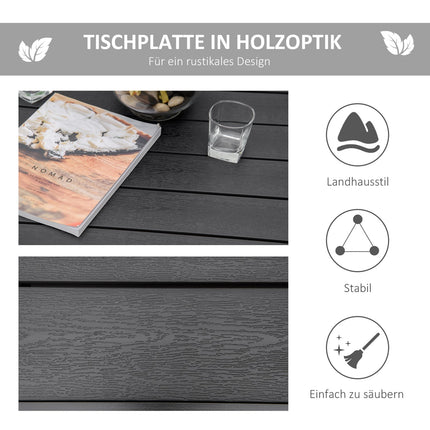 Masa de gradina 4 persoane Masa de sufragerie compacta masa din aluminiu usor de intretinut Mobilier de gradina plastic negru 80X80X74Cm