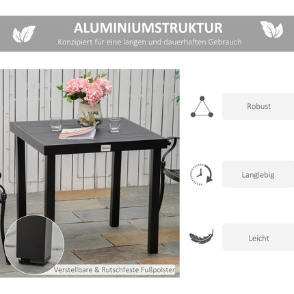 Masa de gradina 4 persoane Masa de sufragerie compacta masa din aluminiu usor de intretinut Mobilier de gradina plastic negru 80X80X74Cm