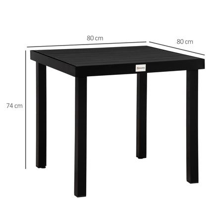 Masa de gradina 4 persoane Masa de sufragerie compacta masa din aluminiu usor de intretinut Mobilier de gradina plastic negru 80X80X74Cm
