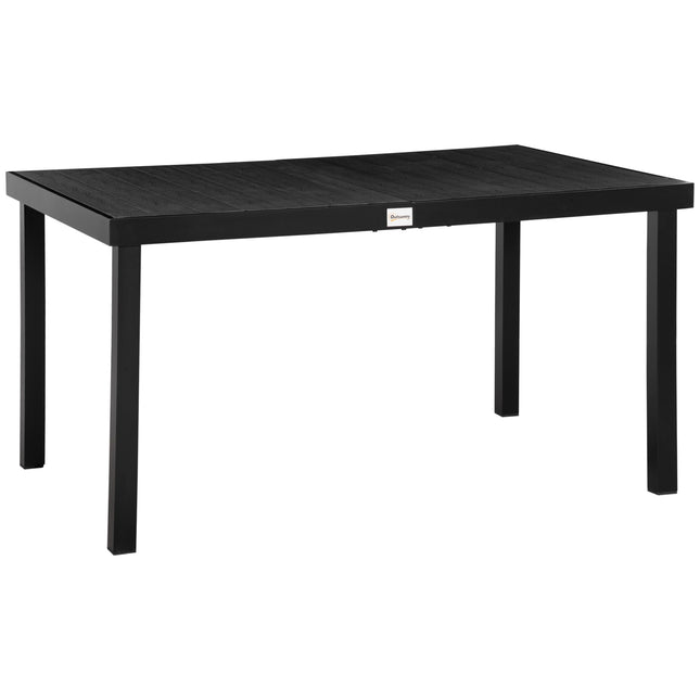 Masa de gradina Masa de sufragerie 6 persoane Masa de aluminiu usor de intretinut Mobila de gradina plastic negru 140X90X74Cm