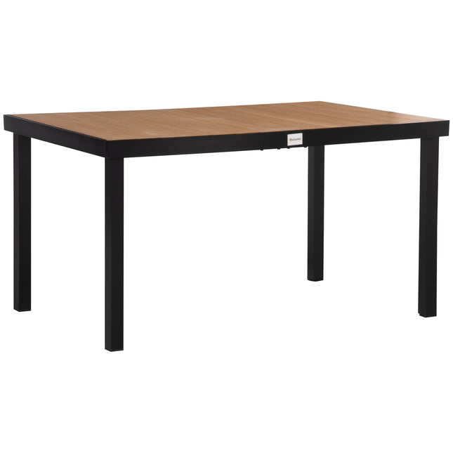Masa de Gradina 6 Pers Masa de Sufragerie Masa din Aluminiu Usor de intretinut Mobila de Gradina Plastic Natural + Negru 140X90X74Cm