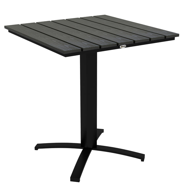 Masa De Gradina, Masa De Sufragerie Pentru 4 Pers, Masa Patrata Balcon Aspect Lemn Pentru Terasa, Aluminiu, Gri, 70 X 70 X 76 Cm