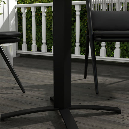 Square balcony dining table, wood look, aluminum grey