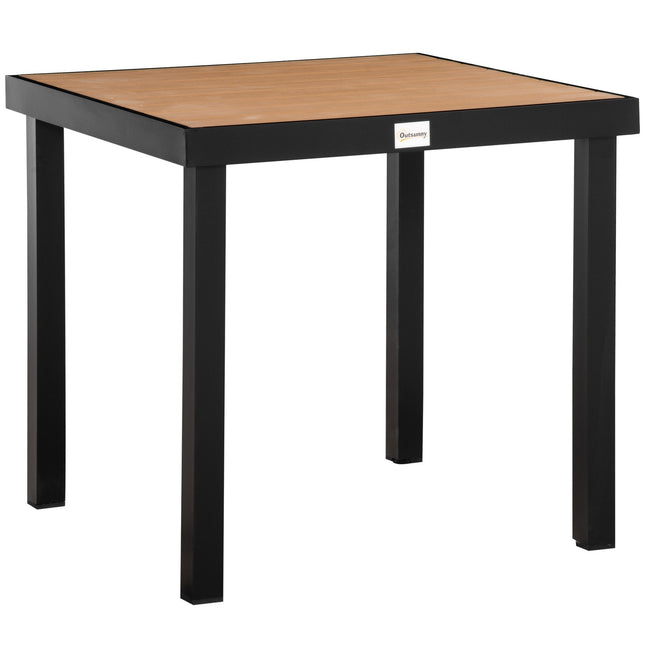 Masa de gradina pentru 4 persoane, masa de sufragerie, masa din aluminiu, mobilier de gradina, mobilier de lounge, plastic usor de intretinut, natural + negru, 80 X 80 X 74 Cm