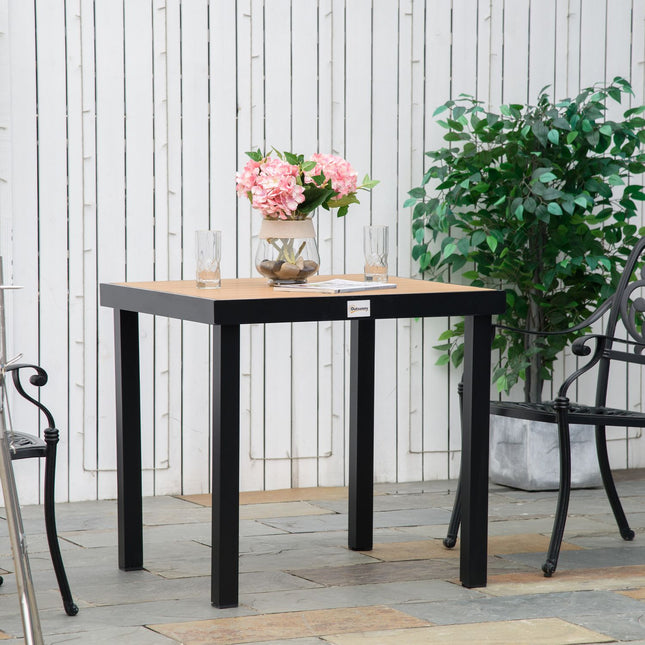 Masa de gradina pentru 4 persoane, masa de sufragerie, masa din aluminiu, mobilier de gradina, mobilier de lounge, plastic usor de intretinut, natural + negru, 80 X 80 X 74 Cm