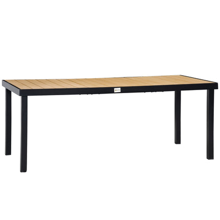 Masa de gradina pentru 8 persoane, masa de sufragerie, masa din aluminiu, mobilier de gradina, mobilier de lounge, plastic usor de intretinut, natural + negru, 190 X 90 X 74 Cm