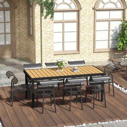 Masa de gradina pentru 8 persoane, masa de sufragerie, masa din aluminiu, mobilier de gradina, mobilier de lounge, plastic usor de intretinut, natural + negru, 190 X 90 X 74 Cm