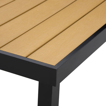 Masa de gradina pentru 8 persoane, masa de sufragerie, masa din aluminiu, mobilier de gradina, mobilier de lounge, plastic usor de intretinut, natural + negru, 190 X 90 X 74 Cm