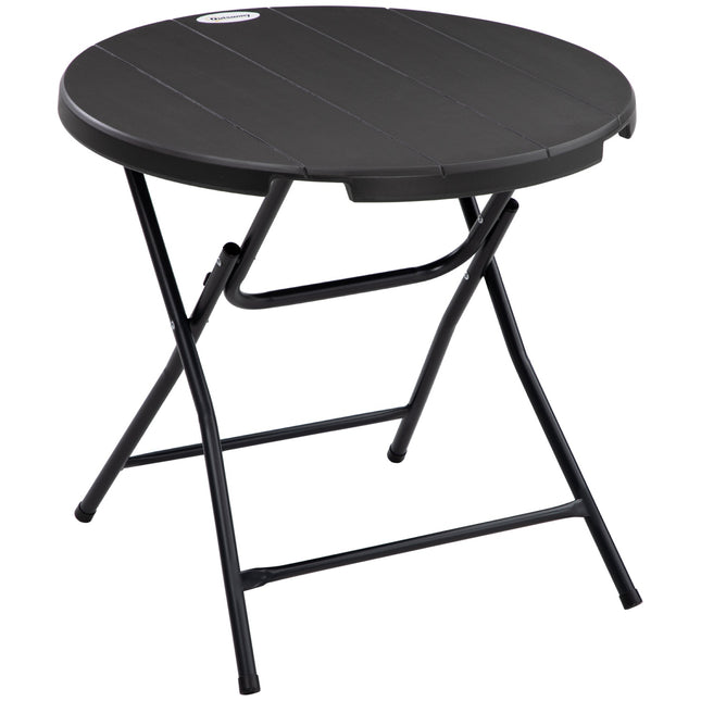 Masa De Gradina, Masa Rotunda Plianta, Masa Laterala Ø80 Cm Pentru 4 Pers, Masa De Sufragerie De Gradina Aspect Decorativ Lemn, Pentru Balcon, Gri Inchis