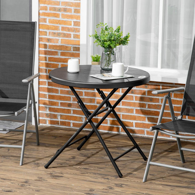 Masa De Gradina, Masa Rotunda Plianta, Masa Laterala Ø80 Cm Pentru 4 Pers, Masa De Sufragerie De Gradina Aspect Decorativ Lemn, Pentru Balcon, Gri Inchis