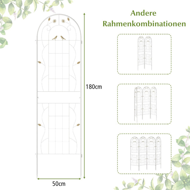 Set spalier de grădină, pachet de 2, metal galvanizat, 180 x 50 cm, alb