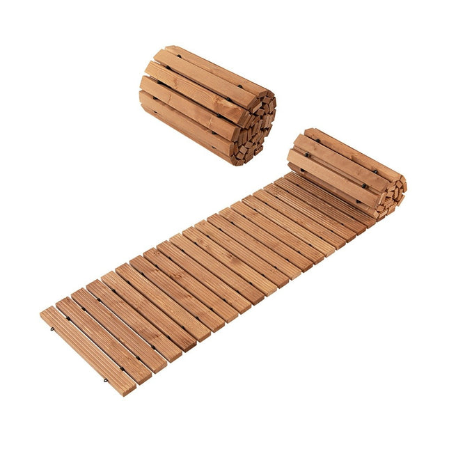 Garden Wooden Path 245 x 43 x 2 cm Rollable Weatherproof Straight Outdoor Walkway